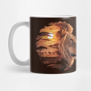 Majestic Lion Profile in the Savannah Mug